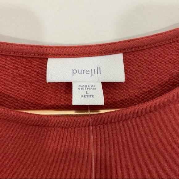 Pure J. Jill NWT Large Petite Brick Red Orange Pima Cotton Side Slit Midi Dress - Picture 12 of 15